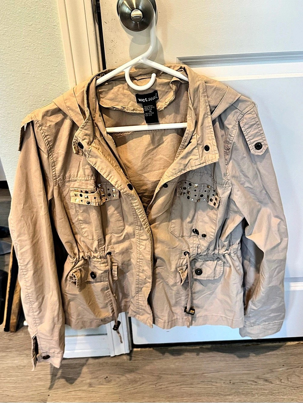 wet seal Studded Utility Jacket in Tan